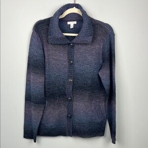 Charter Club large wool blend purple ombre button front cardigan